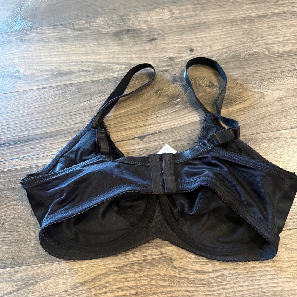 Body Form Black Underwire Bra Floral Embroidery Adjustable Straps 36D 2794-49 - Picture 2 of 5
